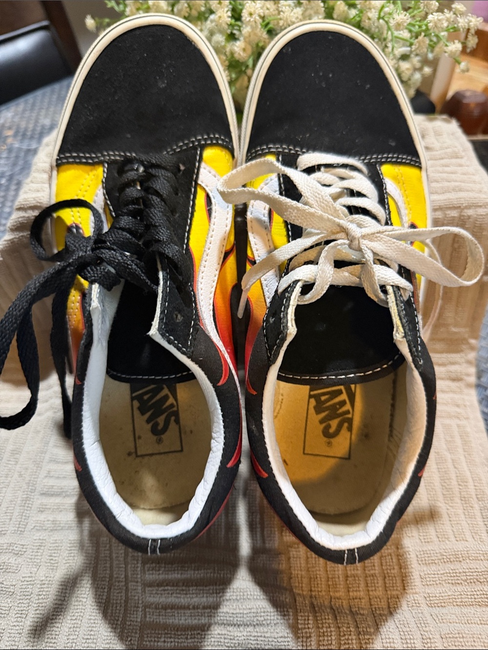 Vans Low-Top Sneakers in Black, Yellow & Red